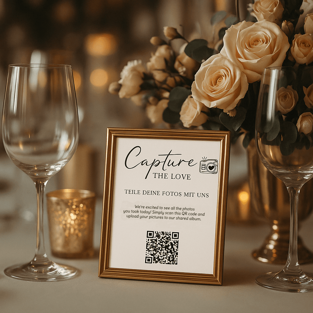 Table QR code display for easy guest access to photo gallery